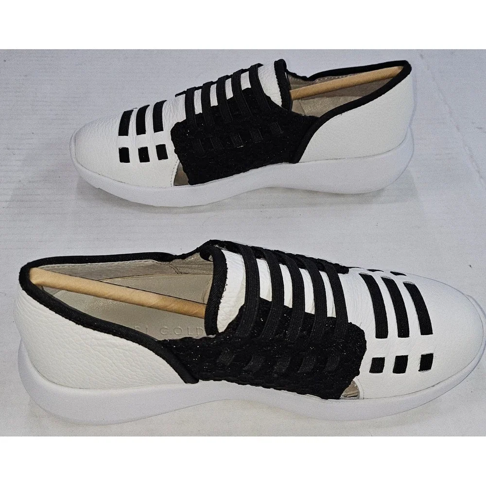 Lori Goldstein Collection Newlyn White Black Leather Slip On Sneaker 5M‎ A302888